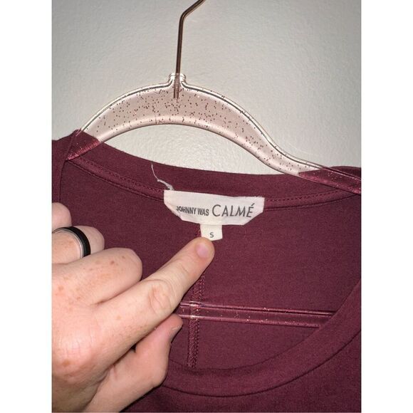 Johnny Was Calme’ Maroon Blouse 3/4 Sleeve Bamboo Blend Small - Picture 4 of 5